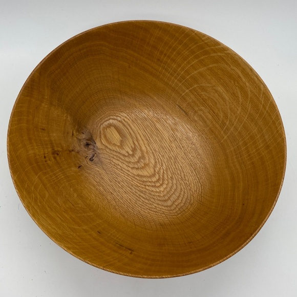 Handmade Wooden White Oak With Little Burl 11 3/8 X 4 Bowl Beautiful Grain - Picture 3 of 12